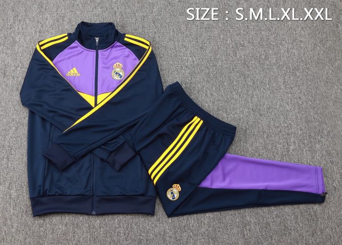Real Madrid 24/25 Long Zipper Jacket in Royal Blue and Purple - 图片 2