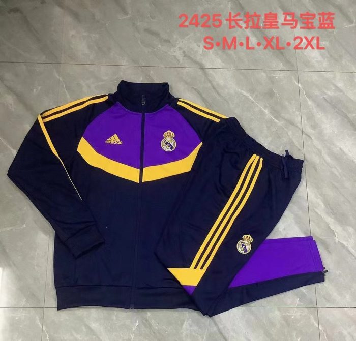 Real Madrid 24/25 Long Zipper Jacket in Royal Blue and Purple - 图片 9