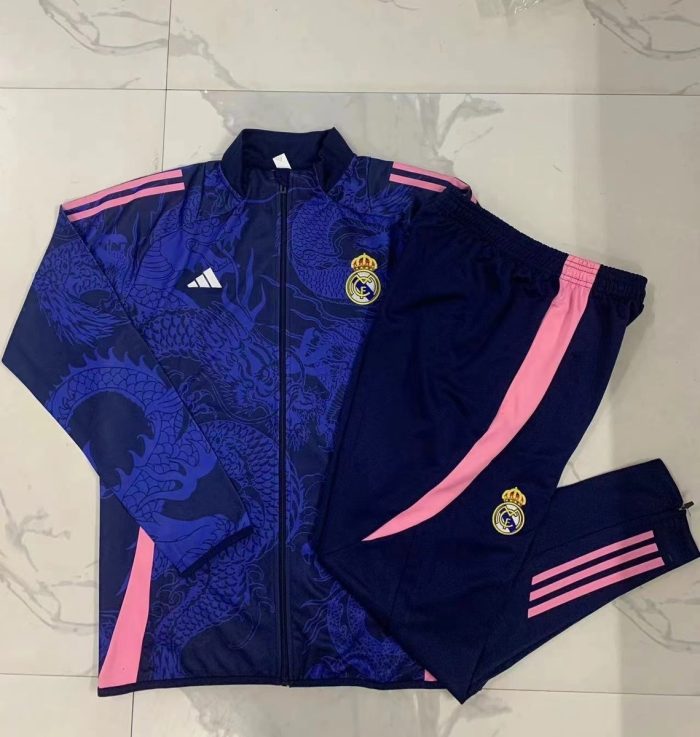 Real Madrid 24/25 Long Zipper Jacket Kids Blue - 图片 3