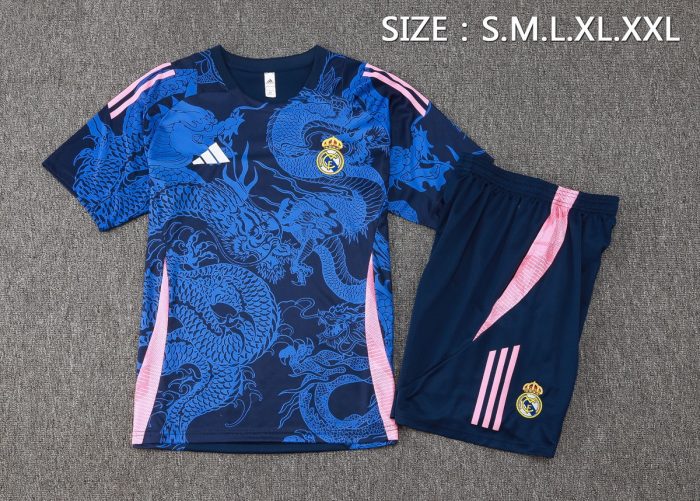Real Madrid 24-25 Short Sleeve Training Suit Blue - 图片 2