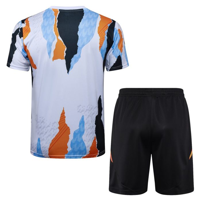 Real Madrid 24-25 Short Sleeve Blue Yellow White Splatter Training T-Shirt - 图片 6