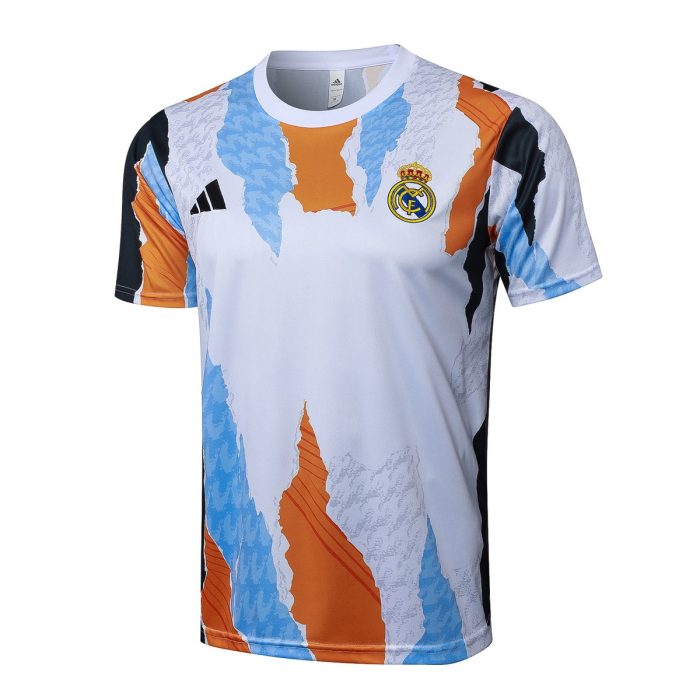 Real Madrid 24-25 Short Sleeve Blue Yellow White Splatter Training T-Shirt - 图片 8
