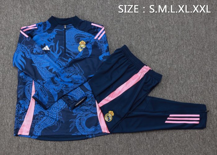 Real Madrid 24-25 Half-Zip Jacket Blue Splatter (Chinese Dragon) - 图片 2
