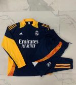 Real Madrid 24/25 Half-Zip Jacket Royal Blue (Yellow Collar) Kids - 图片 3