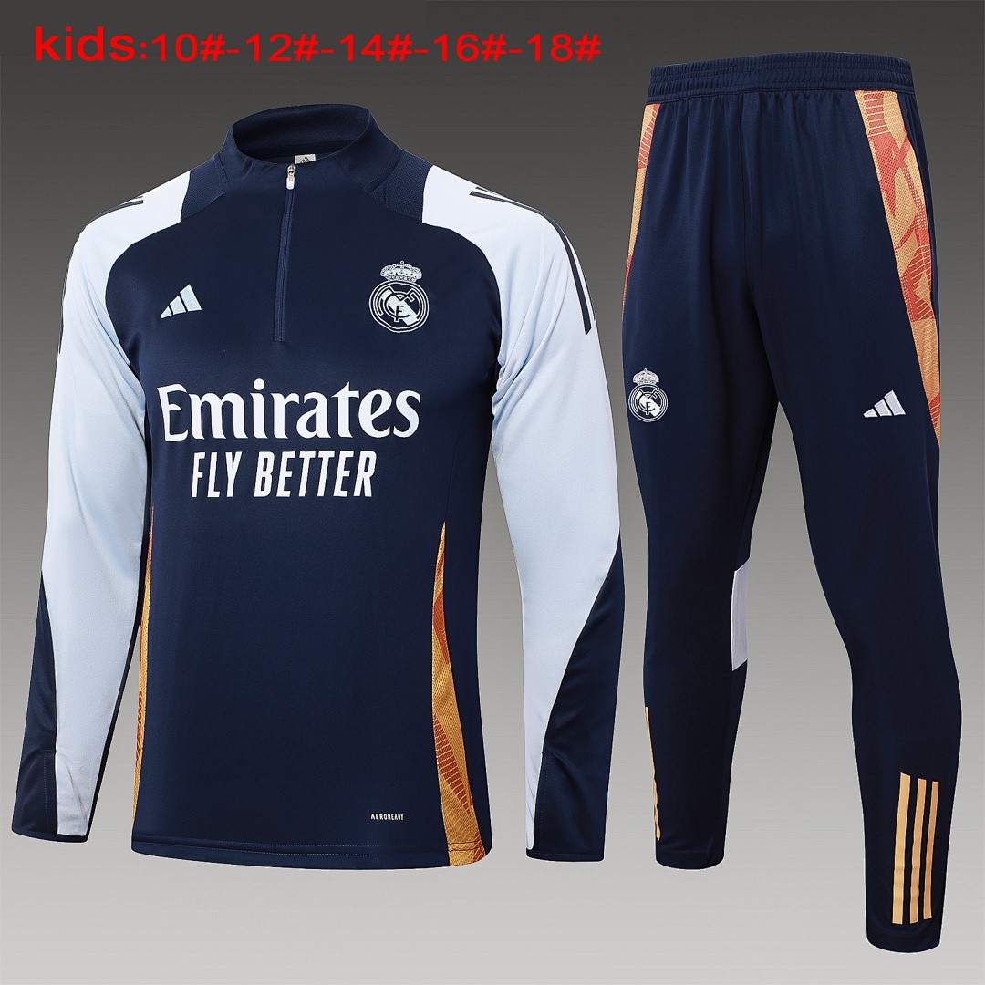 JER-5562_1 Real Madrid 24-25 Semi-Zip Jacket Kids (Light Blue) - 图片 1