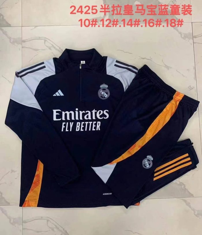 Real Madrid 24-25 Semi-Zip Jacket Kids (Light Blue) - 图片 4