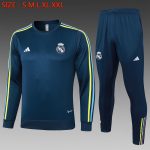 Real Madrid 23-24 Round Neck Long Sleeve Training Top in Royal Blue