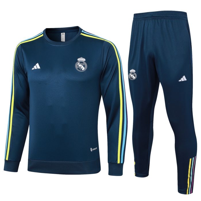 Real Madrid 23-24 Round Neck Long Sleeve Training Top in Royal Blue - 图片 8