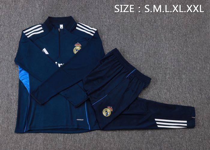 Real Madrid 2025/26 Semi-Zip Jacket Blue (White Trim) - 图片 2