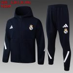 Real Madrid Blue Long Zip Jacket with Hood - 图片 2