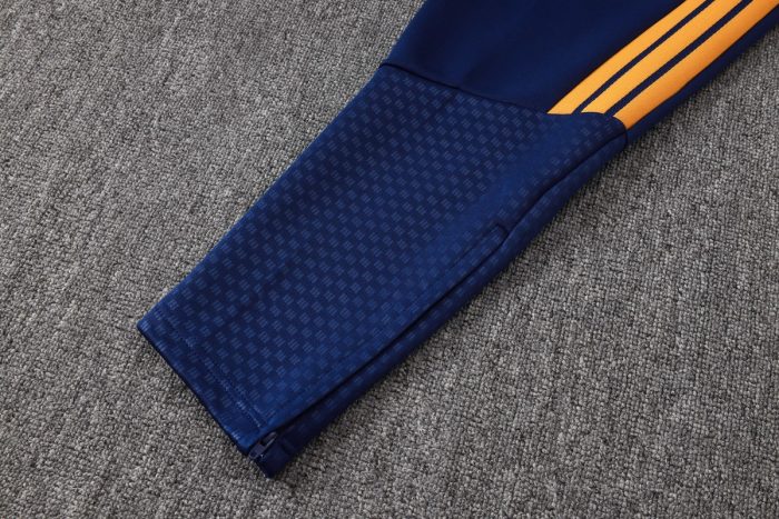 Real Madrid 26/27 Long Zipper Jacket Navy Blue with White Sleeves - 图片 3