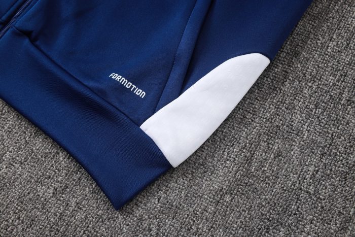 Real Madrid 26/27 Long Zipper Jacket Navy Blue with White Sleeves - 图片 5