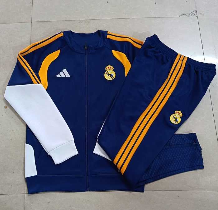 Real Madrid 26/27 Long Zipper Jacket Navy Blue with White Sleeves - 图片 9