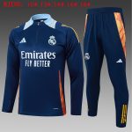 Real Madrid 24-25 Semi-Zip Jacket Navy Blue (Collar Light Blue) Kids - 图片 2