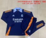 Real Madrid 24-25 Semi-Zip Jacket Navy Blue (Collar Light Blue) Kids - 图片 3