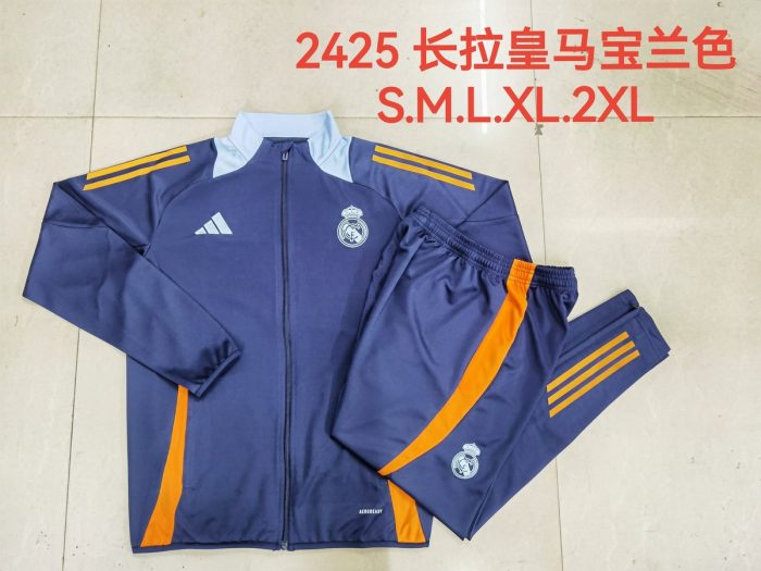 Real Madrid 24/25 Long Zipper Jacket Navy Blue - 图片 9