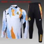 Real Madrid 24/25 Blue White Yellow Splatter Print Kids Training Suit - 图片 2