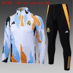 Real Madrid 24/25 Blue White Yellow Splatter Print Kids Training Suit