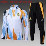 Real Madrid 24/25 Blue White Yellow Splatter Print Kids Training Suit - 图片 2