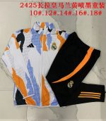 Real Madrid 24/25 Blue White Yellow Splatter Print Kids Training Suit - 图片 3