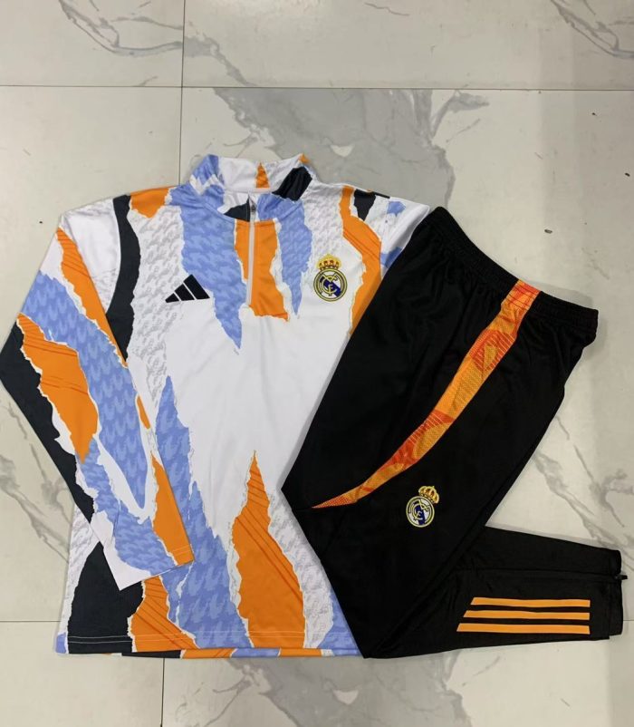 Real Madrid 24-25 Half-Zip Jacket Blue White Yellow Splatter - 图片 9