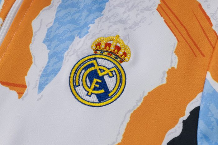 Real Madrid 24/25 Blue White Yellow Splatter Long Zip Jacket - 图片 5