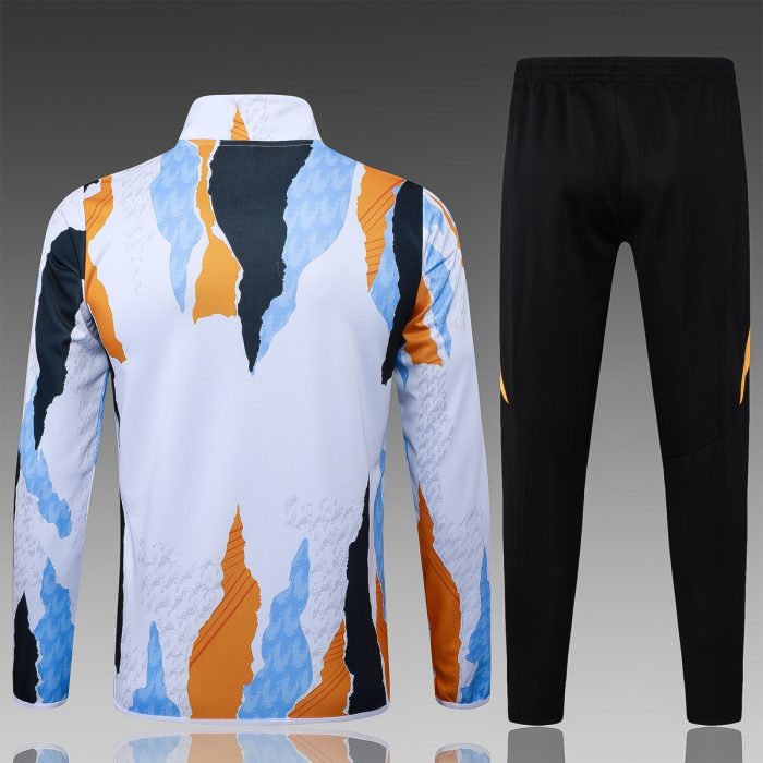 Real Madrid 24/25 Blue White Yellow Splatter Long Zip Jacket - 图片 6
