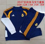 Real Madrid Children's Long Sleeve Training Suit (Royal Blue, White Sleeves)