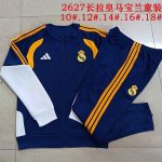 Real Madrid Children's Long Sleeve Training Suit (Royal Blue, White Sleeves)
