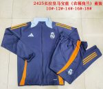 Real Madrid 24/25 Long Zipper Jacket Navy Blue (Collar Light Blue) Kids - 图片 4