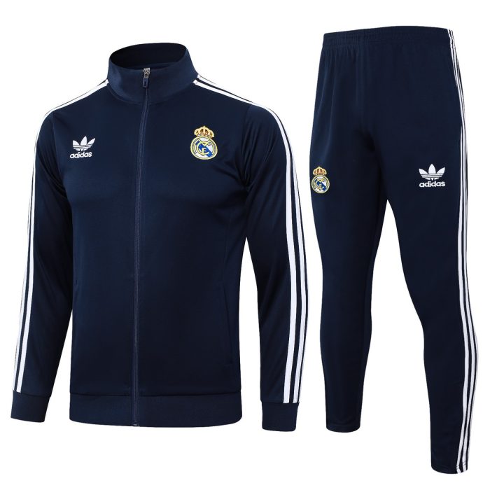 Real Madrid 24/25 Long Zip Jacket in Royal Blue with White Trim - 图片 3