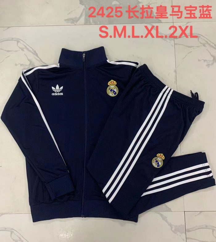 Real Madrid 24/25 Long Zip Jacket in Royal Blue with White Trim - 图片 9