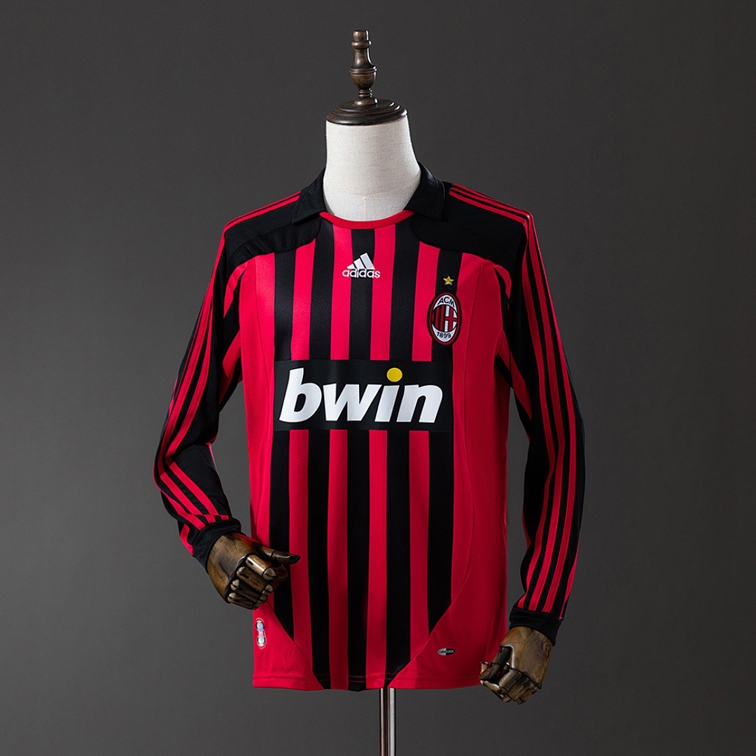 JER-5691_1 AC Milan 07/08 Home Retro Long Sleeve Jersey - 图片 1