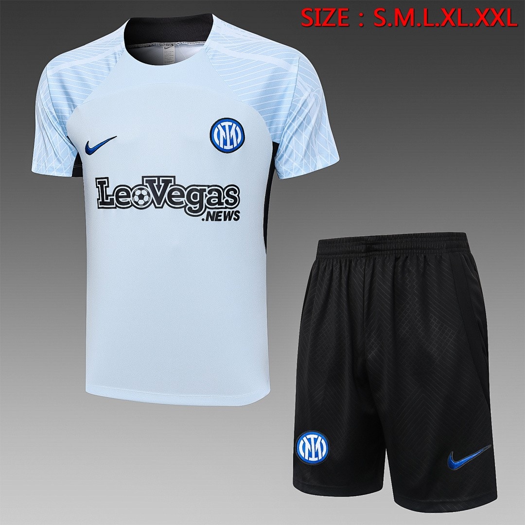 JER-5751_1 Inter Milan 23-24 Light Gray Short Sleeve Training Suit - 图片 1