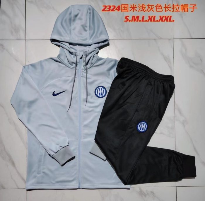 Inter Milan 23-24 Long Zip Jacket Light Gray - 图片 9
