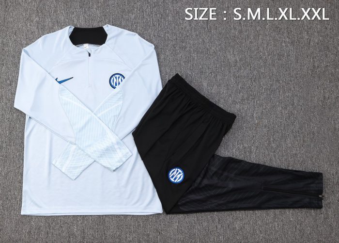 Inter Milan 23-24 Half Zip Jacket Light Gray - 图片 2