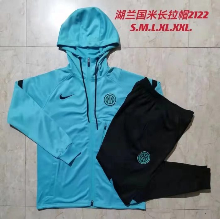 Inter Milan 21-22 Light Blue Long Zip Jacket with Hood - 图片 9
