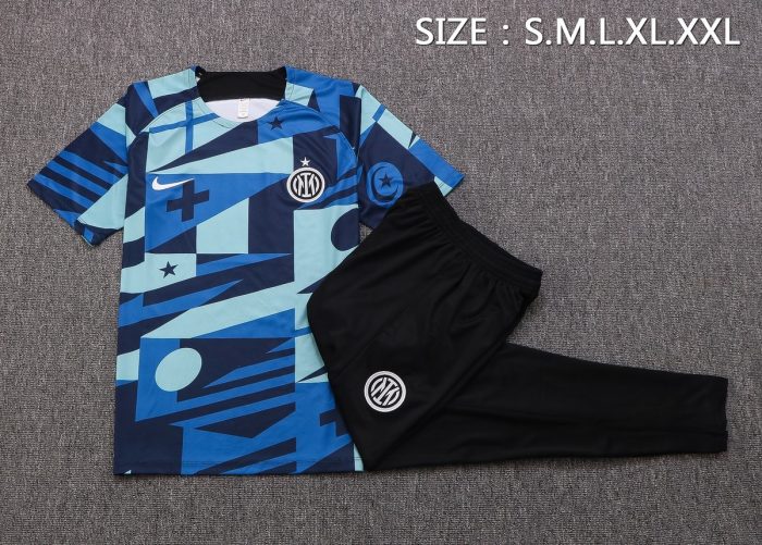 Inter Milan 22/23 Blue Splatter Print Short Sleeve Training Suit - 图片 6