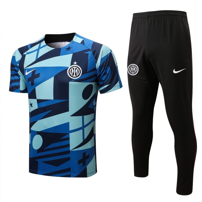 Inter Milan 22/23 Blue Splatter Print Short Sleeve Training Suit - 图片 8