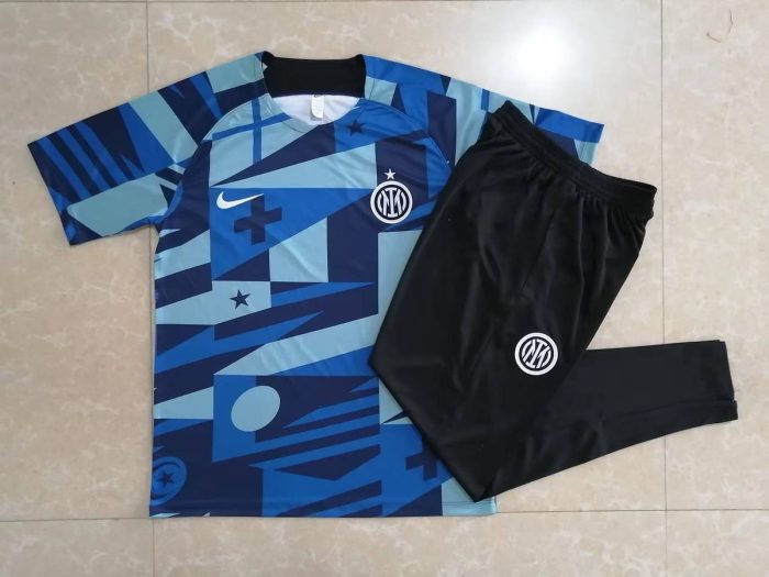 Inter Milan 22/23 Blue Splatter Print Short Sleeve Training Suit - 图片 9
