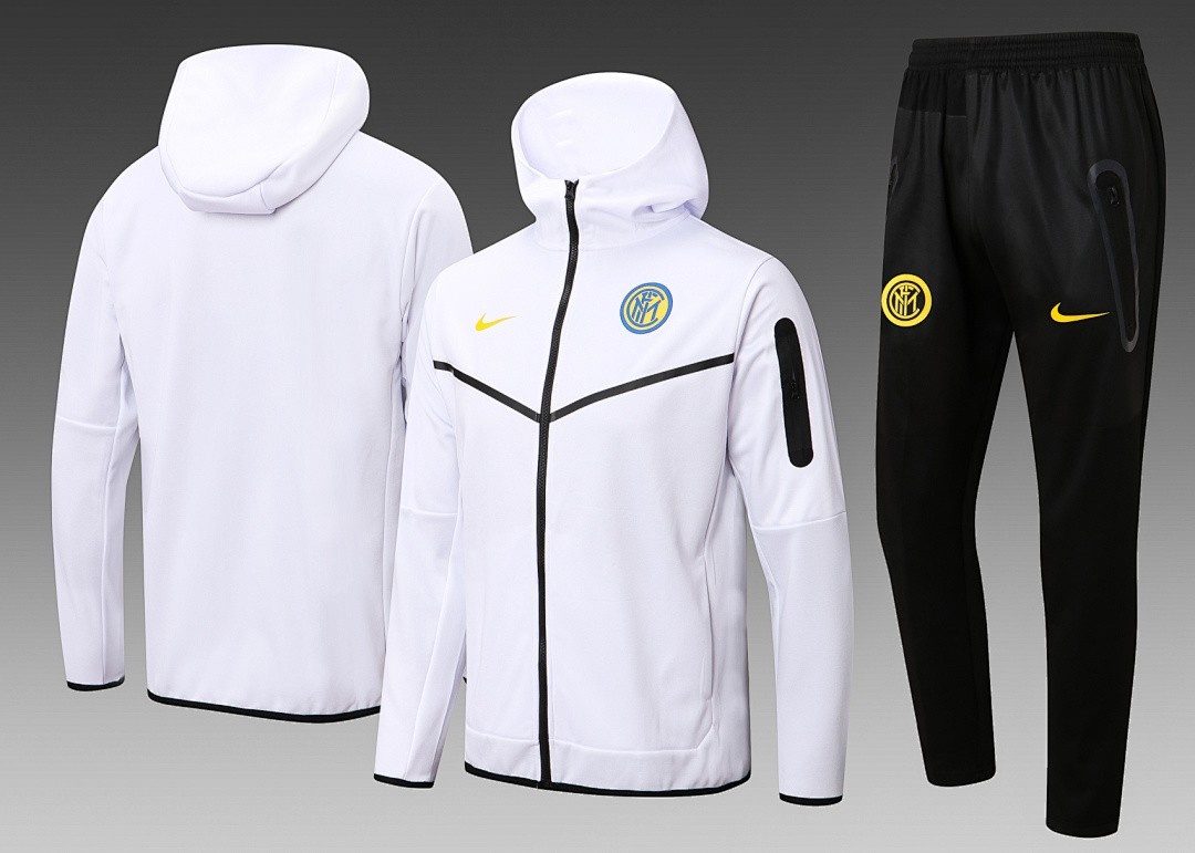 Inter Milan 22/23 White Long Zip Jacket with Hood