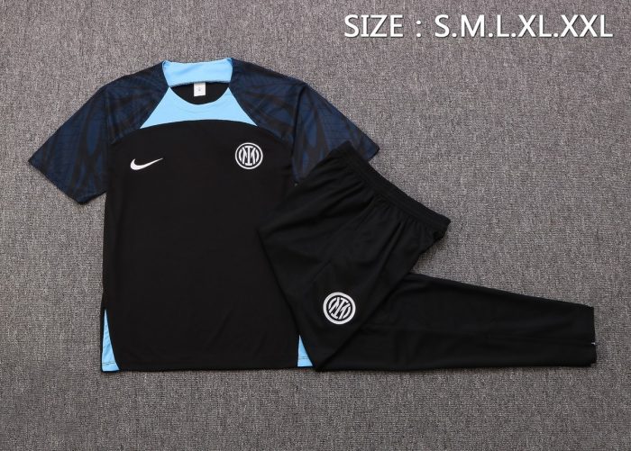 Inter Milan 2022-2023 Black Training Short Sleeve Set (with Pants) - 图片 6