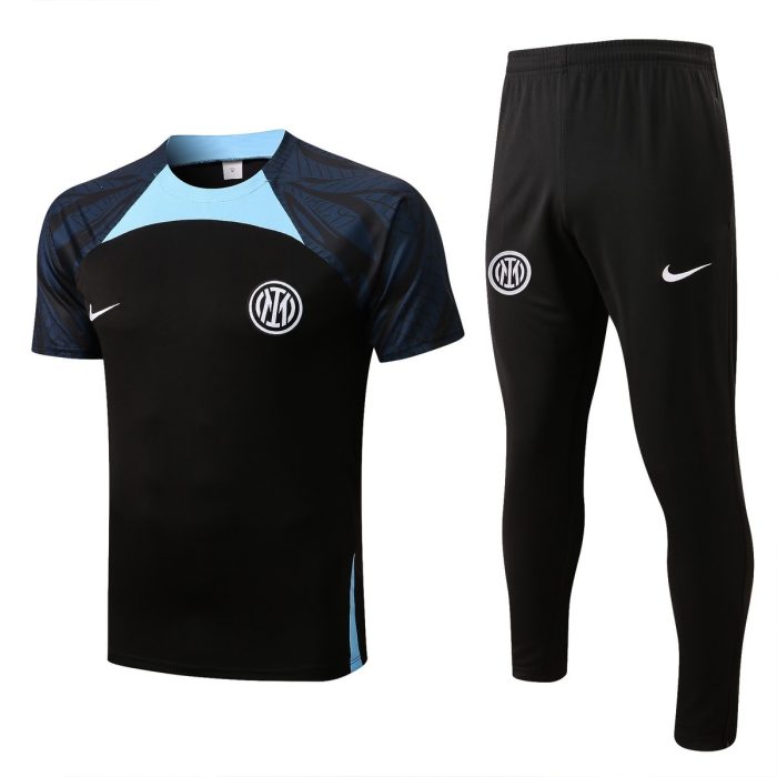 Inter Milan 2022-2023 Black Training Short Sleeve Set (with Pants) - 图片 8