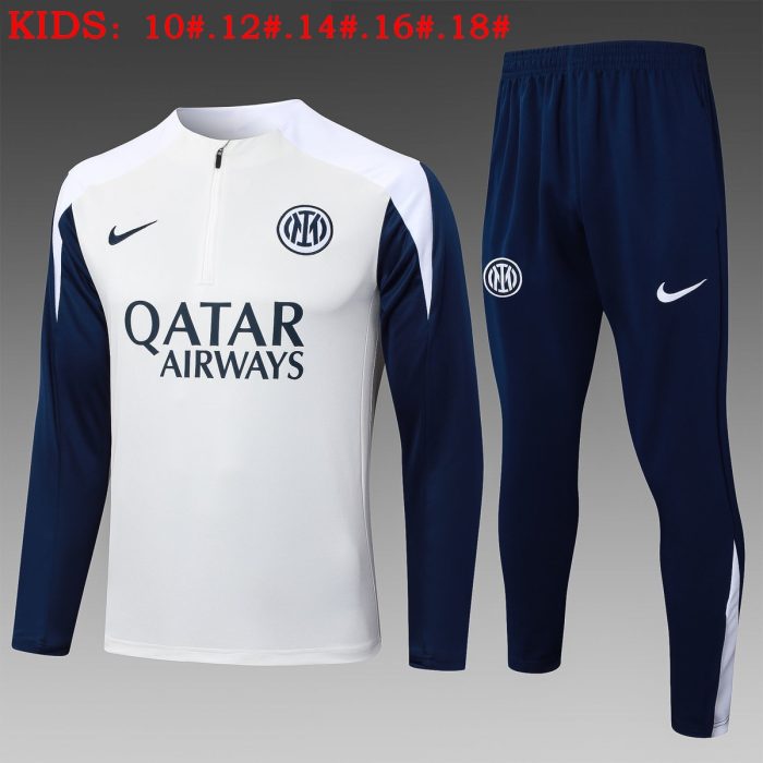 Inter Milan Kids' Half-Zip Jacket in Off-White - 图片 2