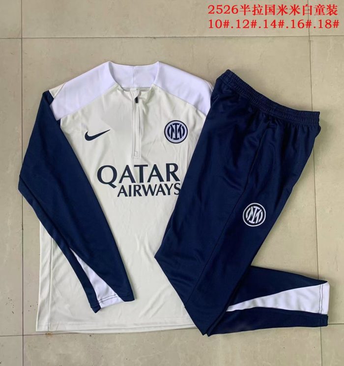 Inter Milan Kids' Half-Zip Jacket in Off-White - 图片 3
