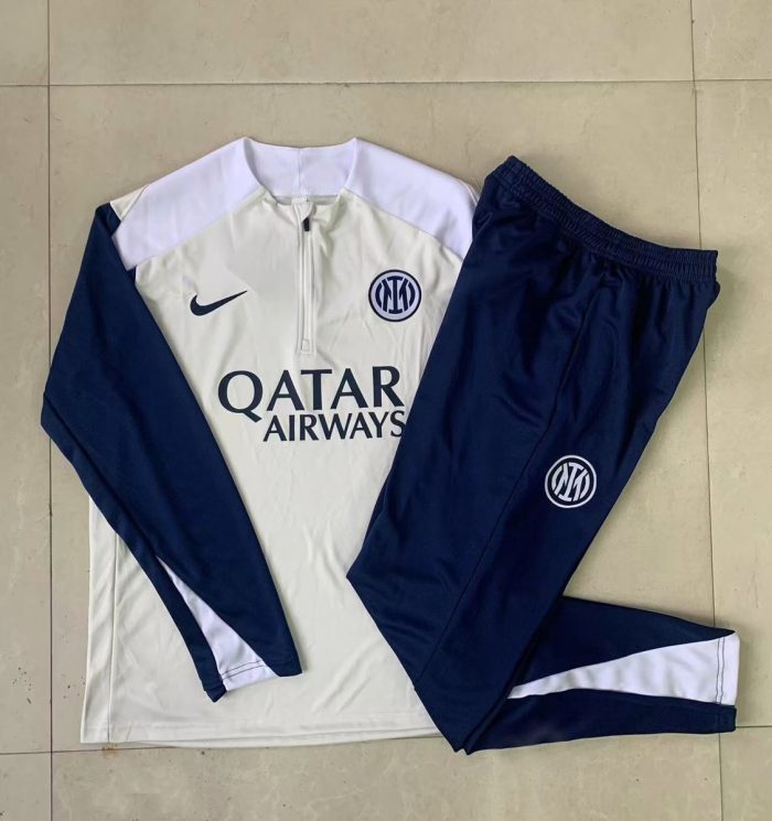 Inter Milan Kids' Half-Zip Jacket in Off-White - 图片 4