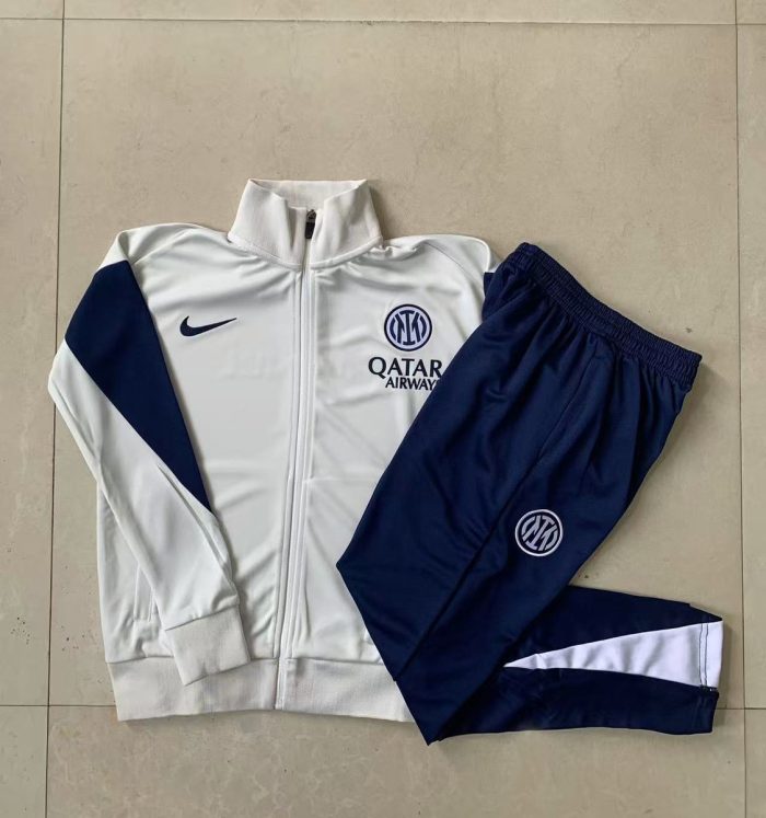 Inter Milan Kids Long Zipper Jacket in Off-White - 图片 4