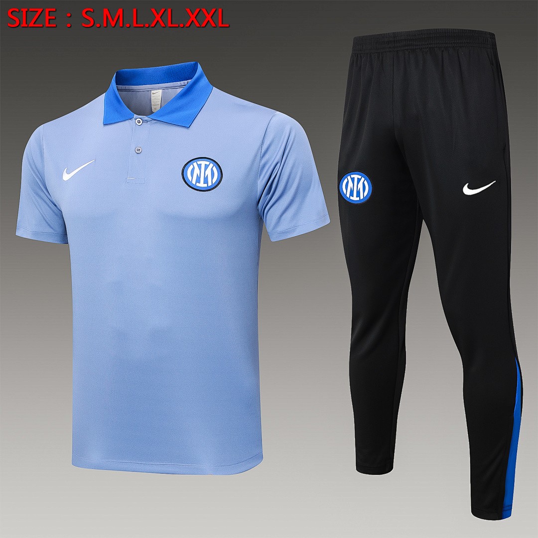 Inter Milan 24-25 Polo Grey with Blue Collar