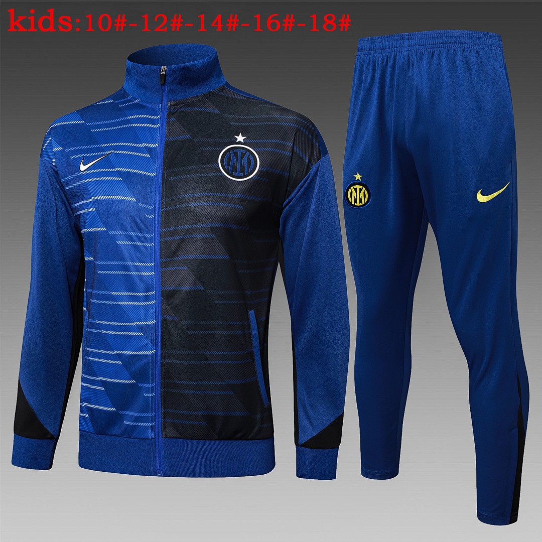 Inter Milan 24/25 Long Zipper Jacket Kids - Colorful Blue Spray Print