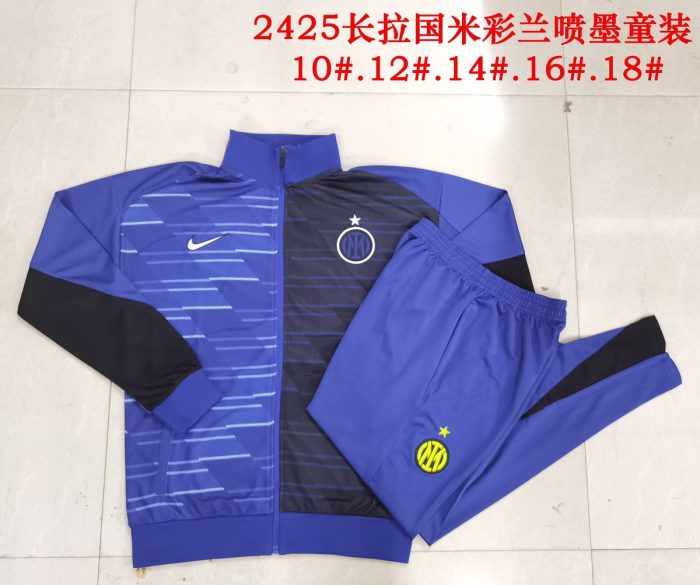 Inter Milan 24/25 Long Zipper Jacket Kids - Colorful Blue Spray Print - 图片 3